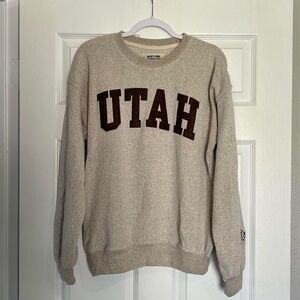 Beige neutral Utah varsity style crewneck sweater